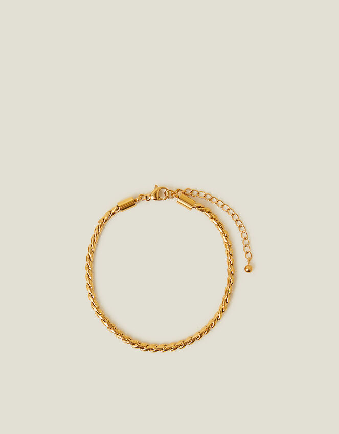 14ct Gold-Plated Stainless Steel Snake Chain Bracelet, , large