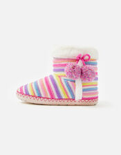 Stripe Knit Slipper Boots, Multi (BRIGHTS-MULTI), large