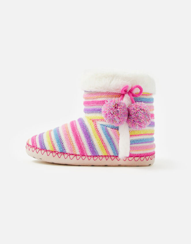 Stripe Knit Slipper Boots, Multi (BRIGHTS-MULTI), large