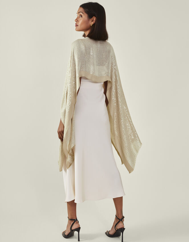 Sequin Embellished Poncho, Natural (CHAMPAGNE), large