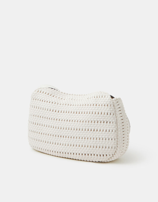 Woven Crossbody Bag, White (WHITE), large