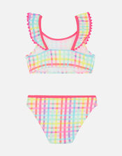 Girls Rainbow Check Bikini Set, Multi (BRIGHTS-MULTI), large
