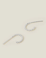 Sterling Silver Bobble Huggie Hoop Earrings, , large
