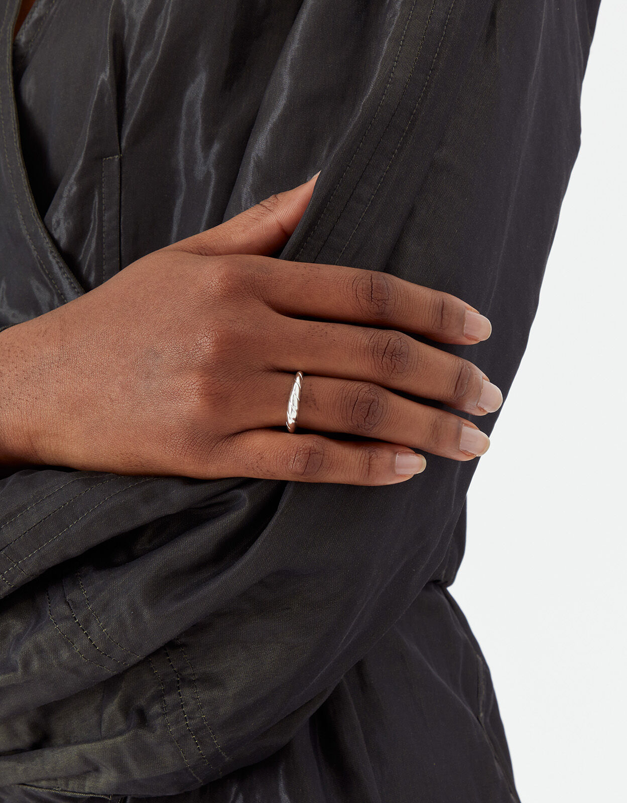 Silver croissant store ring