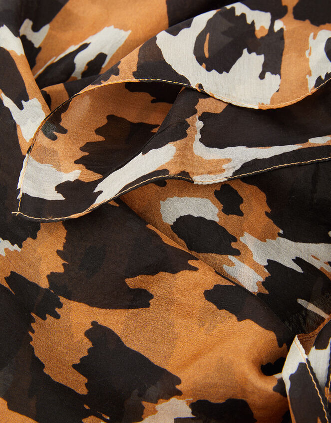 Luxury Leopard Print Scarf in Pure Silk, , large