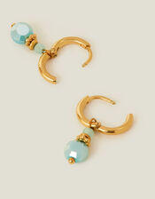 14ct Gold-Plated Bead Drop Huggie Hoop Earrings, , large