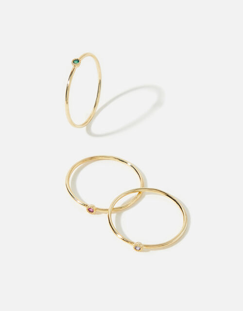 Gold-Plated Rainbow Ring Set, Gold (GOLD), large