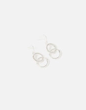 Linked Circles Short Drop Earrings, Silver (SILVER), large