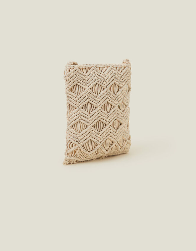 Macrame Fringe Phone Bag, , large