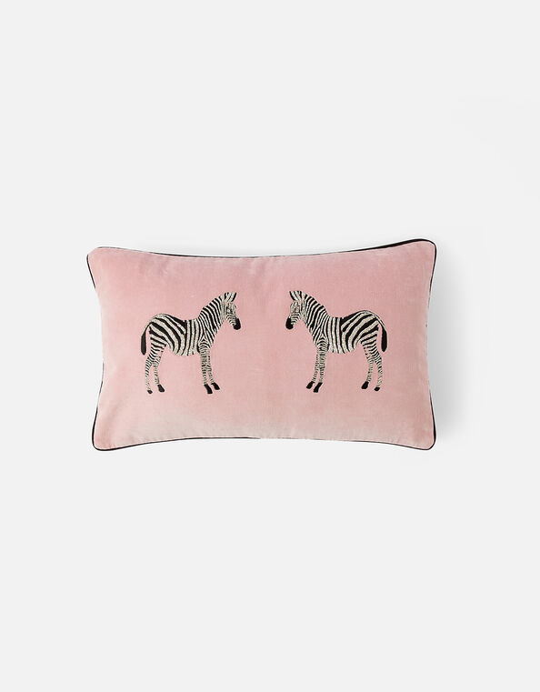 Velvet Zebra Embellished Rectangular Cushion Cover, , large