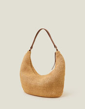 Raffia Scoop Shoulder Bag, , large