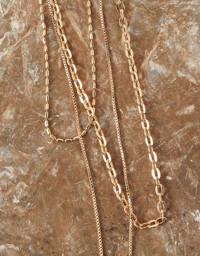 Layered Hexagon Drop Pendant Necklace, , large