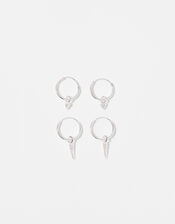 Sparkle Charm Mini Hoop Earring Set, , large