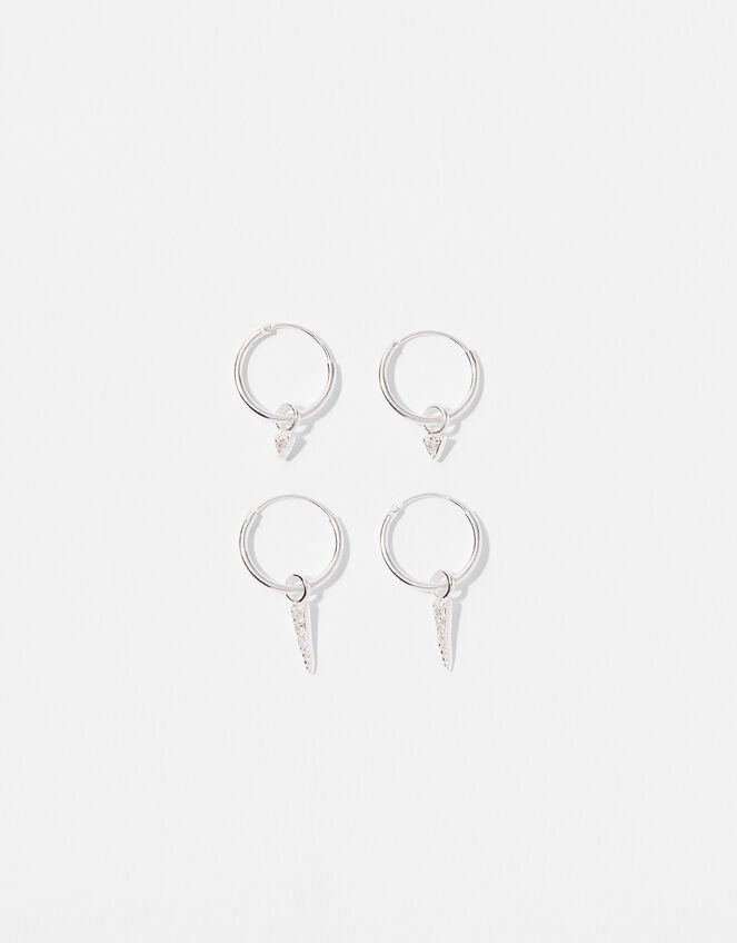 Sparkle Charm Mini Hoop Earring Set, , large