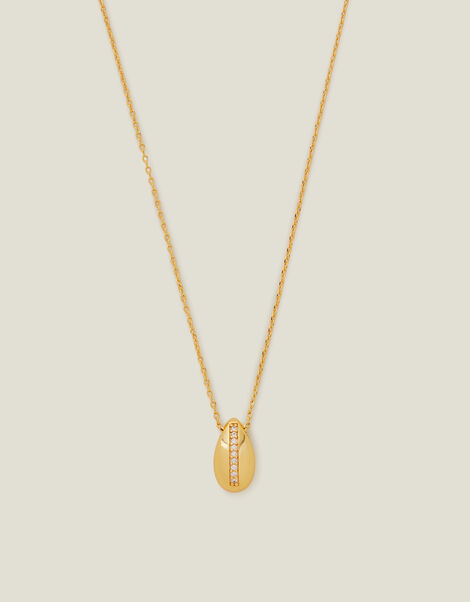 14ct Gold-Plated Sparkle Teardrop Necklace, , large