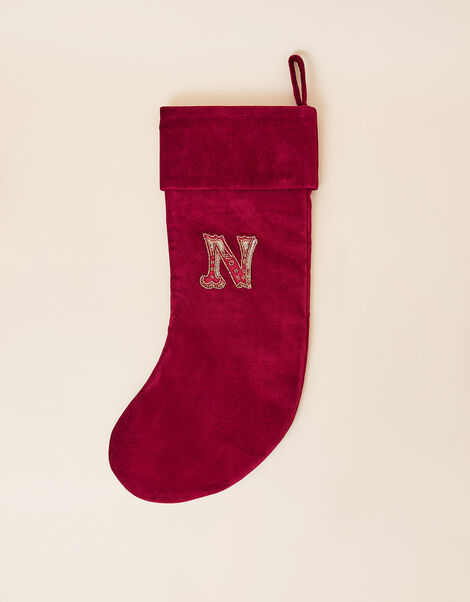 Embroidered Initial N Stocking, , large