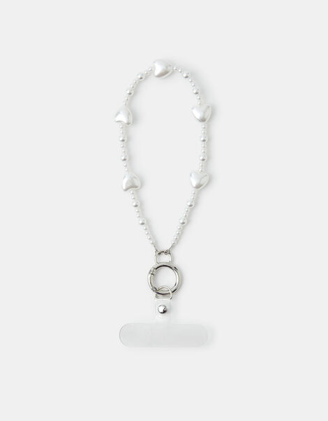 Pearl Heart Wrist Phone Strap, , large