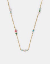 14ct Gold-Plated Semi-Precious Bead Station Necklace, , large