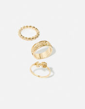 Heart Engraved Ring Set of Three, Gold (GOLD), large