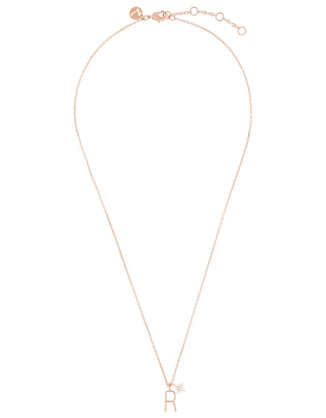 Rose Gold-Plated Initial Star Necklace - R, , large