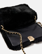 Maya Faux Fur Cross-Body Bag, Black (BLACK), large