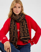 Geometric Print Lightweight Scarf, , large
