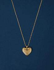 14ct Gold-Plated Ridge Heart Pendant Necklace, , large