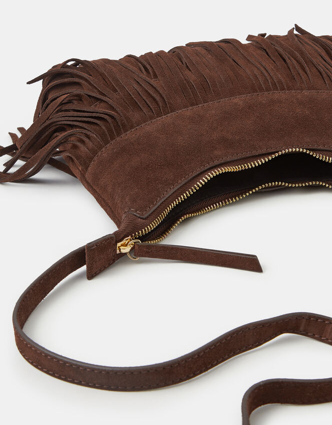 Fringe Suede Crossbody Bag, Brown (CHOCOLATE), large