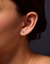 Sterling Silver Clover Stud Earrings, , large
