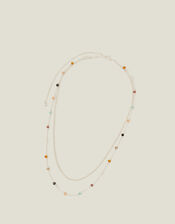 Sterling Silver-Plated Beaded Station Necklace, , large