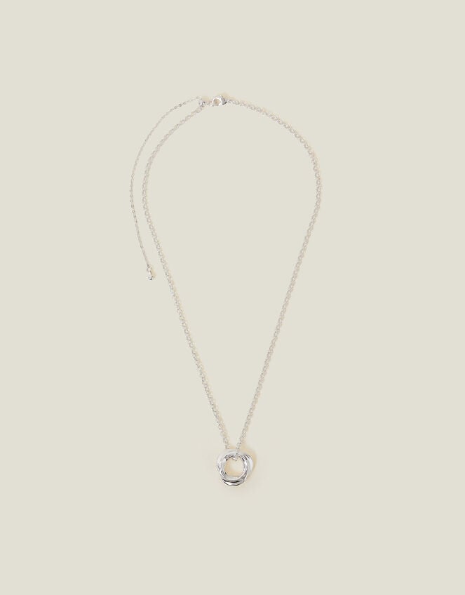 Sterling Silver-Plated Chunky Pendant Necklace, , large