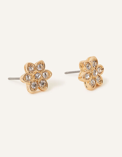 Sparkle Flower Stud Earrings, , large