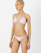 Gingham Schiffli Triangle Bikini Top, Purple (LILAC), large