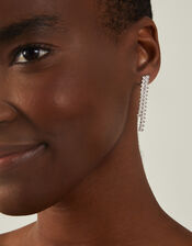 Sterling Silver-Plated Gem Drop Earrings, , large