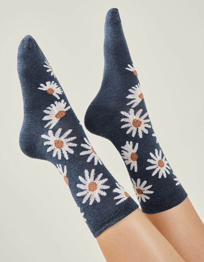 All Over Daisy Print Socks, , large
