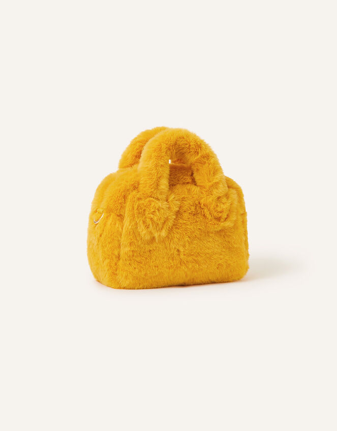 Faux Fur Handheld Cross-Body Bag, Yellow (YELLOW), large