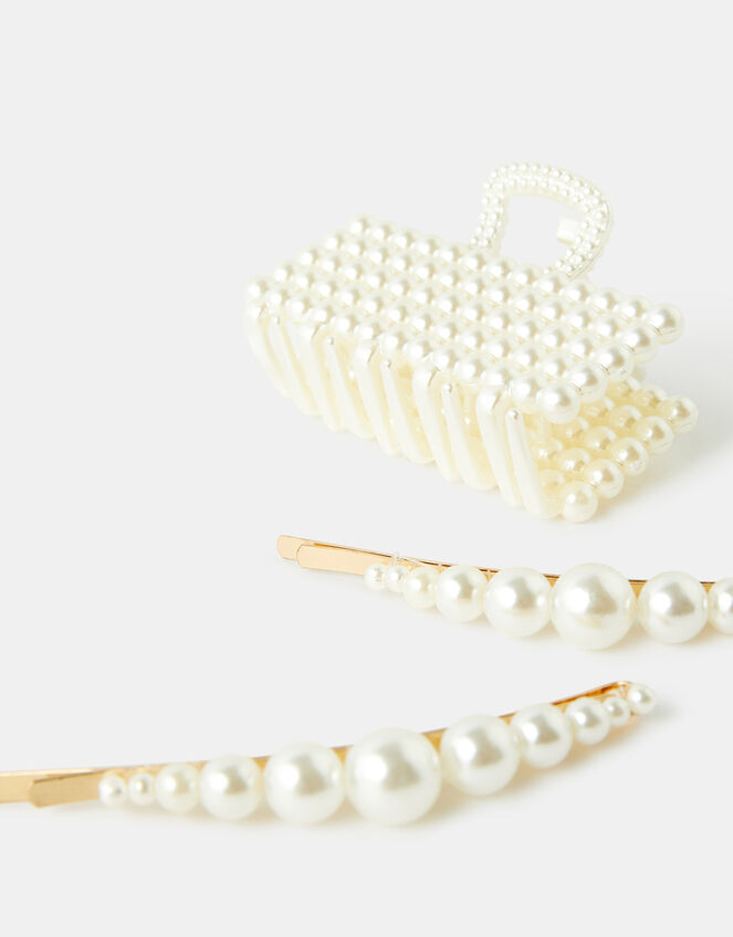 Pearly Hair Clip Set, , large