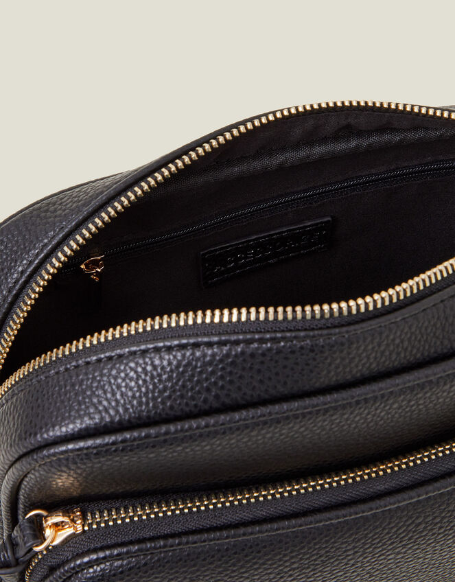 Dina Double Zip Crossbody Bag, Black (BLACK), large