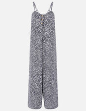 Ditsy Print Romper, Blue (NAVY), large
