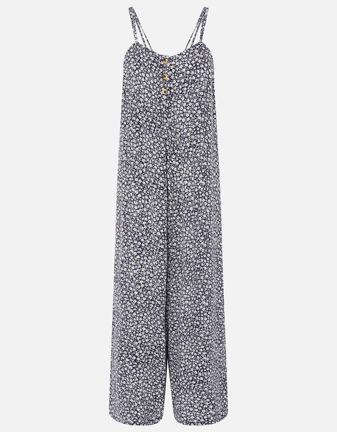 Ditsy Print Romper, Blue (NAVY), large