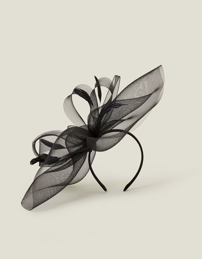 Large Crin Fascinator, Black (BLACK), large