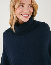 Cosy Knit Poncho, Blue (NAVY), large