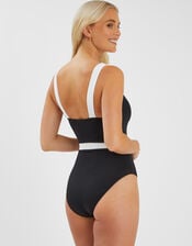 Monochrome Textured Shaping Swimsuit, Black (BLACK WHITE), large