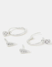 2-Pack Sterling Silver Stud & Hoop Earrings, , large