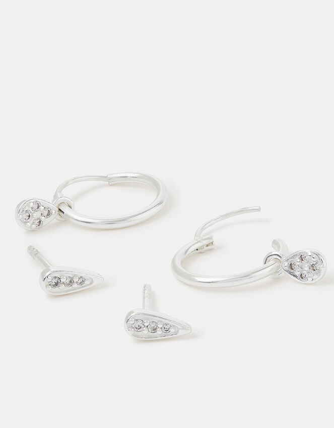 2-Pack Sterling Silver Stud & Hoop Earrings, , large