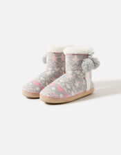 Fair Isle Knit Slipper Boots, Multi (PASTEL-MULTI), large
