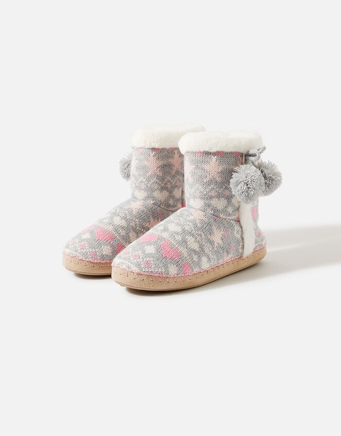 Fair Isle Knit Slipper Boots, Multi (PASTEL-MULTI), large