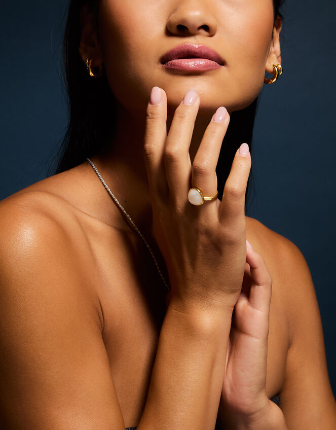 14ct Gold-Plated Quartz Ring, Gold (GOLD), large