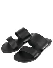 Wide Strap Mule Sandals, Black (BLACK), large
