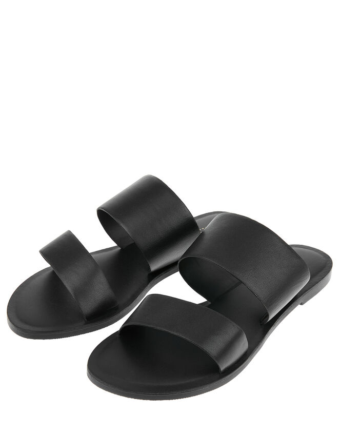 Wide Strap Mule Sandals, Black (BLACK), large